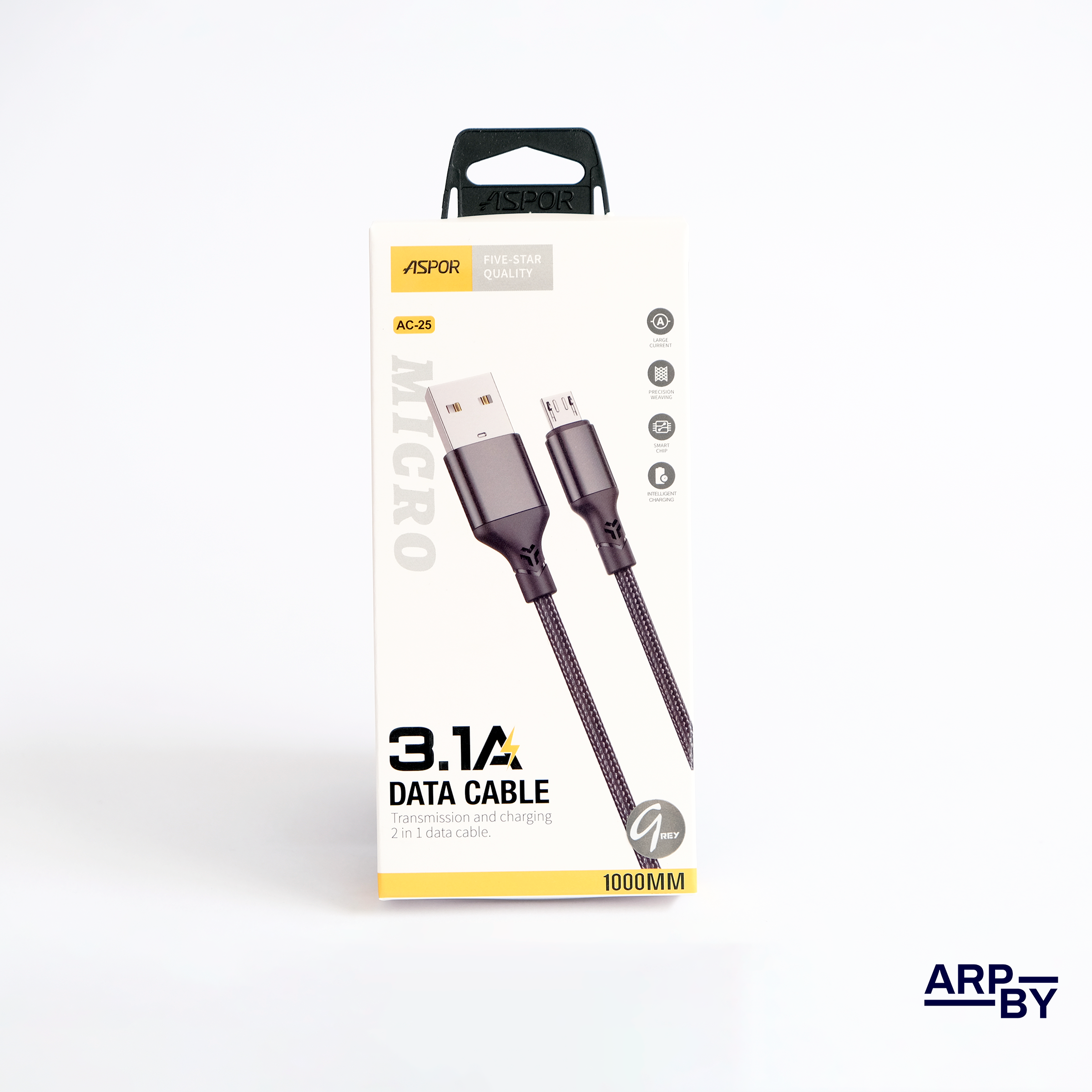 Cabo carreg. rapido 3.1A AC25 USB-A p Micro Usb Cinza Cabo carreg. rapido 3.1A AC25 USB-A p Micro Usb Cinza